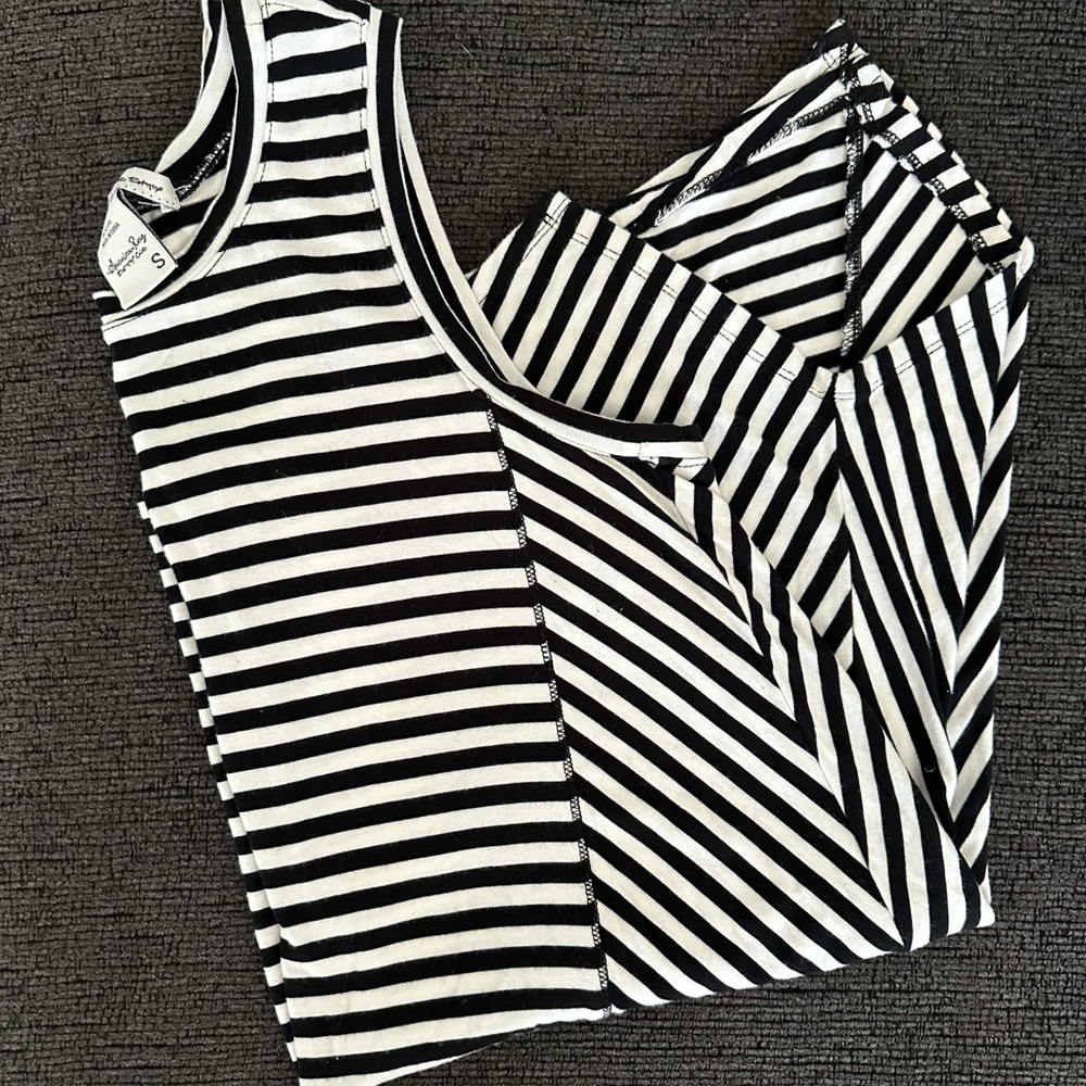 American Rag Black and White Striped Tank Top
